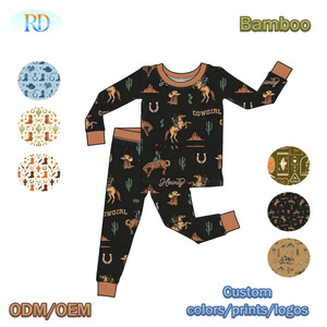 <span class=keywords><strong>Pyjama</strong></span> 2 pièces en bambou à manches longues pour enfants Ruidian, imprimé bottes et chapeau de cowboy, vêtements décontractés pour la maison et le sommeil - Product Image 5