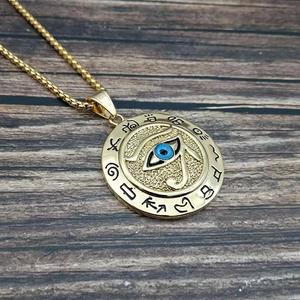 Collar Largo de Acero Inoxidable con Colgante de <span class=keywords><strong>Ojo</strong></span> de Horus, <span class=keywords><strong>Amuleto</strong></span> Wicca para Bodas, Aniversarios y Fiestas - Product Image 3