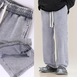 <span class=keywords><strong>Pantalon</strong></span> streetwear oversize pour homme, coupe droite tendance avec poches latérales, style décontracté, uni, logo teint <span class=keywords><strong>sur</strong></span> la ceinture - Product Image 2