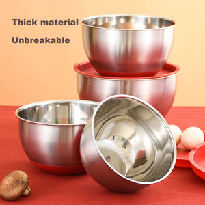 Tazón de Ensalada Desechable de Acero Inoxidable con Tapa de Silicona Antideslizante, Tazón para Batir Huevos con Escala, Vajilla de Estilo Europeo para Fiestas, Ecológica - Product Image 3