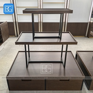 Étagère de présentation à double niveau en bois sur mesure avec cadre métallique pour îlot <span class=keywords><strong>central</strong></span> de magasin de détail - Product Image 3