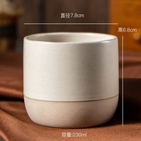 Vente en gros de tasses de voyage en céramique créatives de 100 ml, 180 ml, 220 ml, beige, logo gravé au laser, grossier, durable, moderne, micro-ondes