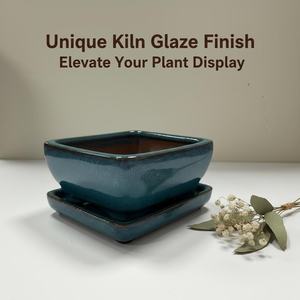 Macetas de Cerámica Yixing al por Mayor, Pequeñas, Multi-Estilo, Porcelana con Esmalte Azul, Duraderas, Biodegradables, para Jardín y Hogar - Product Image 4
