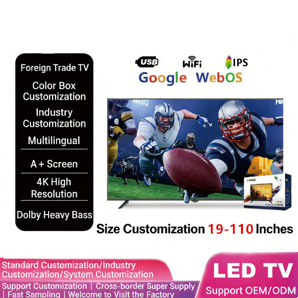 China Factory Original 55 65 75 85 Inch Television Digital Multi-app 2K 4K LED Smart TV With Android WiFi