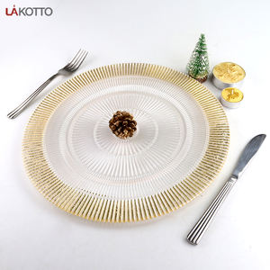 Platos de cena de boda para eventos, de lujo, de vidrio transparente dorado - Product Image 2