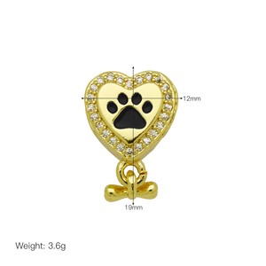HD355, Colgante de Oro de 18K con Forma de Corazón y Pata de Oso, con Circonitas de Colores, para Pulseras y Collares DIY, Accesorios para Mujer - Product Image 6