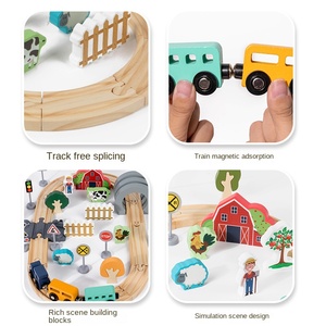 Jouets en bois éducatifs pour enfants, <span class=keywords><strong>train</strong></span> sur rail de simulation sur le thème de la ferme, 42 pièces, assemblage de <span class=keywords><strong>train</strong></span>, ensemble de jouets de chemin de fer - Product Image 4