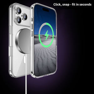 حافظات هواتف مغناطيسية شفافة من لودتيك لآيفون 17 إير، غطاء هاتف صلب مقاوم للصدمات من البولي كربونات، غلاف واقي بسيط Sjk1097 بالجملة OEM/ODM/علامة خاصة - Product Image 4