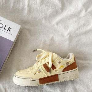 Niche Women's for Cream Yellow Sneakers para Otoño Invierno Chic All-Match Suela gruesa Entrenamiento alemán Deportes Fitness Zapatos para caminar - Product Image 6
