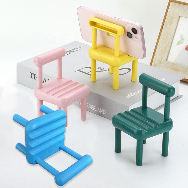 Funny Cute Small Desktop Mobile Phone Mount Holder Mini Chair CellPhone Stand Adjustable Lazy Desk Bracket Stand Phone Holder