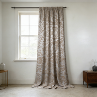 Tissu de rideau jacquard floral beige de luxe, best-seller, dans un style baroque pour le salon