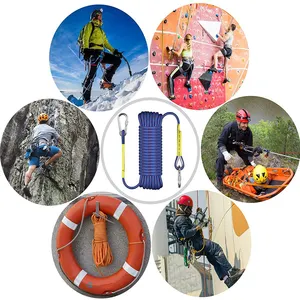 Özel Logo 6mm 8mm 10.5mm 12mm 16mm sağlam statik kaçış ipi Rappelling kurtarma açık yürüyüş emniyet halatı kaya tırmanma ipi