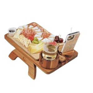 Plateau créatif en bois d'acacia pour accoudoir de canapé, plateau à collation en bois pour la maison, plateau à boissons en bois massif pour salon - Product Image 1