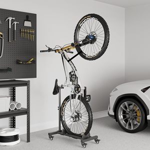 Supporto Verticale <span class=keywords><strong>da</strong></span> <span class=keywords><strong>Parete</strong></span> per Biciclette con Rotazione a 180 Gradi e Porta Pneumatici per Garage - Product Image 4