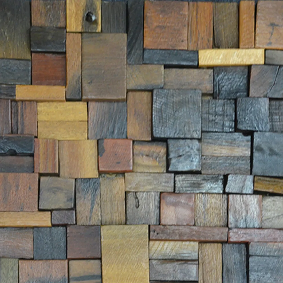 प्राचीन पैनल सागौन लकड़ी अनाज देखो लकड़ी मोज़ेक टाइल लकड़ी के फर्श दीवार पैनल कला