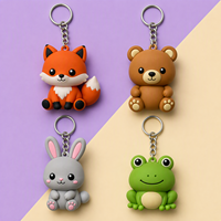 Llavero de PVC Personalizado OEM de Doble Cara con Diseño de Conejito, Rana, Dinosaurio y Arcoíris Brillante para Niños, Recuerdo para Fiestas Infantiles