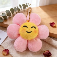 Breloque en peluche Fleur de Soleil Fluffy Smile, options de couleurs vives, chaîne en métal doré, joli pendentif de sac, cadeau adorable pour jeunes filles