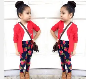 China fornecedor crianças outono meninas charmoso conjuntos de roupas roupas confortáveis para as crianças meninas