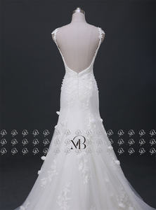 Mily mariée QW01728 3D <span class=keywords><strong>Rose</strong></span> perlé dentelle bretelles Spaghetti dos ouvert femmes sirène robes de mariée robe robes de mariée robe de mariée - Product Image 4