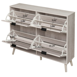 Freestanding Hidden <strong>Slim</strong> Shoe <strong>Storage</strong> Organizer 4 Flip Rack <strong>Drawers</strong> Adjustable Shelves Modern Wood Home Furniture Living Room 4 - Product Image 6