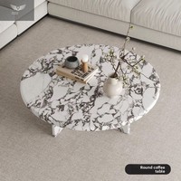 Table basse en marbre naturel de style français et italien, ton crème, forme irrégulière, sensation luxueuse, multifonctionnelle, durable