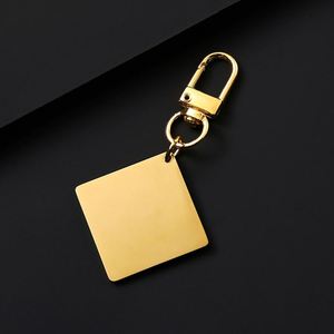 Customizable Stainless Steel <b>square</b> Laser Engraved logo Color Printing Blank Material Holiday Gift Keychain Pendant with Tag - Product Image 3