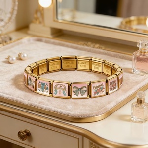 Venta al por Mayor de los Últimos Eslabones de Pulsera de Acero Inoxidable con Dijes Italianos Personalizados MAMA&MIMI para el Día de la Madre, Regalo de Joyería DIY - Product Image 3