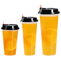 Gobelet jetable personnalisé avec logo, en plastique PP/PET, en forme de U, 16 oz, avec couvercle, pour boissons froides/chaudes (thé au lait, café, jus de fruits)
