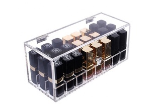 Thủ công lấy cảm hứng từ rõ ràng Acrylic 24-khe cắm son môi Tổ Chức-tối giản mỹ phẩm hiển thị hộp cho Vanity & vẻ đẹp trạm - Product Image 3