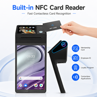 Terminal de point de vente à double écran Z108 avec imprimante de reçus et d'étiquettes, lecteur NFC, Android 14, caisse enregistreuse, prise en charge du SDK