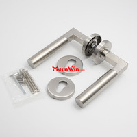 Poignée de porte intérieure en acier inoxydable 304, finition satinée, design moderne et luxueux, solide, en forme de L, pour porte en bois, utilisation hôtelière