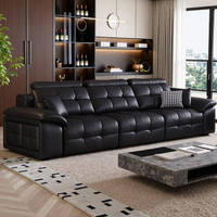 Canapé d'angle en cuir véritable de luxe italien de haute qualité pour salon de maison de prestige