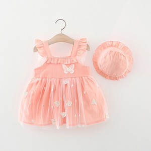 Vestidos para Niñas Estilo Coreano, Nuevo Diseño de Vestido, Ropa de Bebé, Falda de Verano, Vestido para Niñas con Sombrero de Paja - Product Image 4