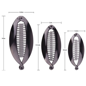 PL grand poisson en forme de 14cm pince à banane poignée de cheveux tortue noir pince en épingle à cheveux queue de cheval peigne bouclé griffe de cheveux pour cheveux épais Ac - Product Image 6