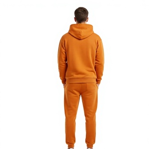 Ensemble de jogging décontracté pour homme, couleur unie, avec capuche, coupe régulière, 100% coton, avec poches latérales - Product Image 2