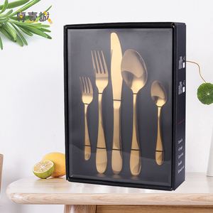 Set di posate in acciaio inossidabile stile europeo, coltello da bistecca, forchetta, <span class=keywords><strong>cucchiaino</strong></span> da tè, 12/16/24 pezzi, oro, nero, arcobaleno, <span class=keywords><strong>argento</strong></span>. - Product Image 3