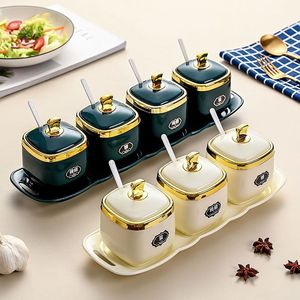 Bocaux à épices de <span class=keywords><strong>luxe</strong></span> en plastique style nordique, avec couvercle, boîte à sel MSG, salière à poivre pour cuisine domestique - Product Image 1