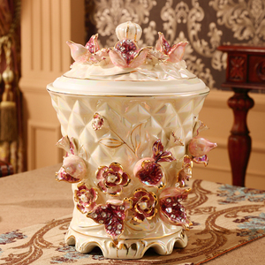 Piso europeo-Jarrón de porcelana grande hecho a mano para exhibir flores secas - Product Image 3