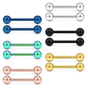 Piercings unisexes courts et longs pour barres de 12 à 16 mm, 5 pièces, anneaux pour tétons et langue, barres droites en acier inoxydable 361, <span class=keywords><strong>bijoux</strong></span> de <span class=keywords><strong>piercing</strong></span> - Product Image 2