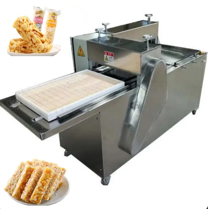 Automatische Rijstwafel Popping Machine Pindarotsjes Sesam Snoep Forming Machine Granen Bar Maken Snijmachine