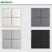 KNX EIB Système domotique intelligent Lampe d'alimentation modulaire Interrupteurs muraux intelligents à bouton-poussoir en métal 4 groupes