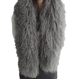 도매 긴 머리 티베트/몽골 양고기 모피 스카프 패션 진짜 모피 숄 스카프 천연 곱슬 양 모피 스카프 - Product Image 1