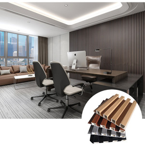 Vàng đen vuông trang trí tường bảng Trần louver <span class=keywords><strong>WPC</strong></span> rãnh tấm nội thất LED Chống Thấm nước chống cháy PVC <span class=keywords><strong>WPC</strong></span> tấm Tường - Product Image 5