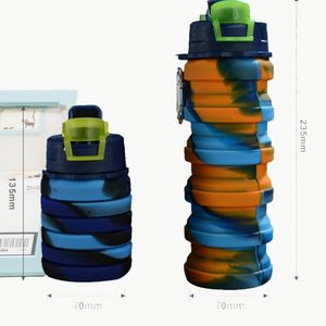 USSE Bouteilles d'eau en silicone pliables portables réutilisables sans BPA personnalisées de 16oz pour le camping et la randonnée - Product Image 1