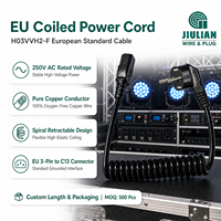 OEM EU 3-Pin-Stecker IEC C13 Spiralförmiges Stromkabel H03VVH2-F Spiralkabel 10A für Europäische Industrieanlagen