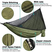 Hamac d'extérieur avec moustiquaire Capacité de charge de 600 lb Parachute ultraléger respirant Hamac de voyage en nylon pour le camping