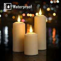 Bougie LED sans flamme rechargeable par USB Minuterie à 10 touches Télécommande Pilier cylindrique Lumière Bougie électronique étanche