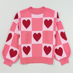 Cárdigan de punto con cuello redondo para mujer, suéteres al por mayor con patrones de cuadros, jerséis informales para otoño de longitud corta - Product Image 1