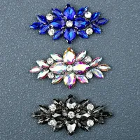 2 Pièces Appliques 3D Scintillantes en Strass, Motifs Papillon, Fleur et Feuilles, à Coudre sur Tissu pour Robe et Vêtement
