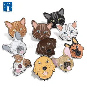 Badge d'émail en forme de chat, 20 pièces, Design personnalisé, chien, Animal de compagnie, revers amusant, en forme de Lion
